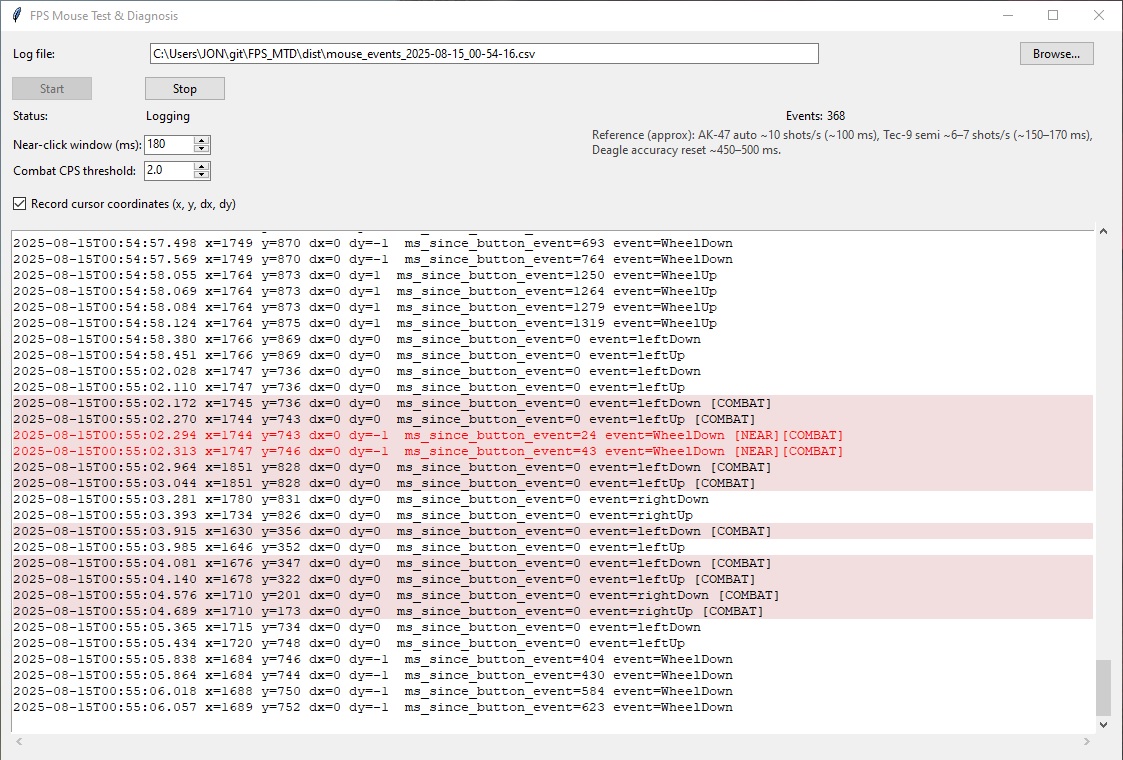 MouseProbe screenshot